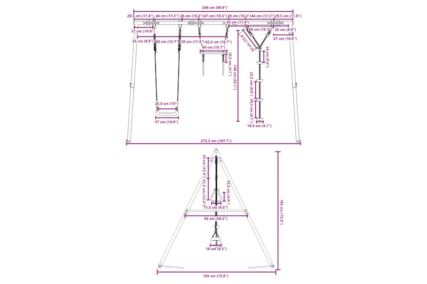 vidaXL 3283603 Outdoor Swing Set With Swing. Trapeze. Disc Swing vidaXL 3283603 Outdoor Swing Set With Swing. Trapeze. Disc Swing