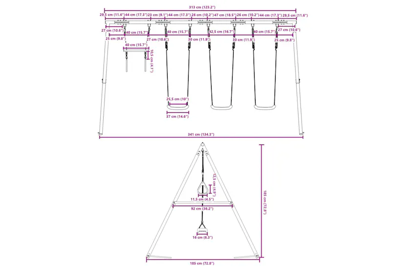 vidaXL 3283608 Outdoor Swing Set With Swings And Trapeze vidaXL 3283608 Outdoor Swing Set With Swings And Trapeze