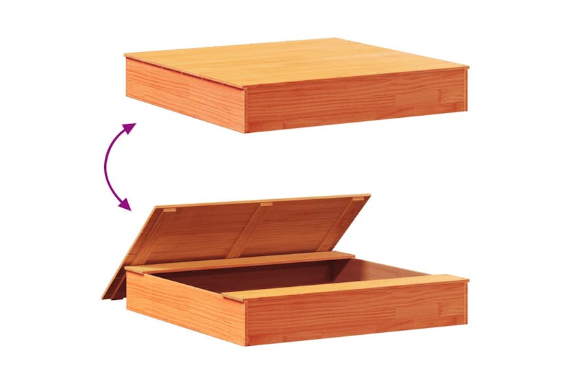 vidaXL 844658 Sandpit With Cover Wax Brown 111x111x19.5cm Solid Wood Pine vidaXL 844658 Sandpit With Cover Wax Brown 111x111x19.5cm Solid Wood Pine