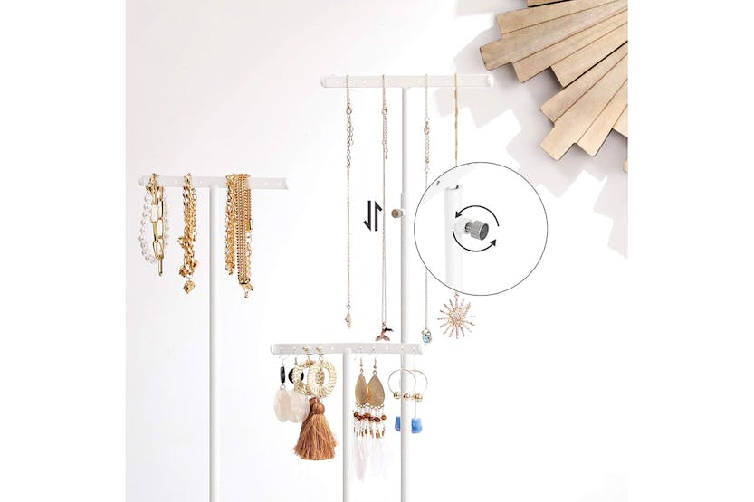 Songmics 2-in-1 Jewelry Display Stand Holder | Rustic Brown/White Songmics 2-in-1 Jewelry Display Stand Holder | Rustic Brown/White