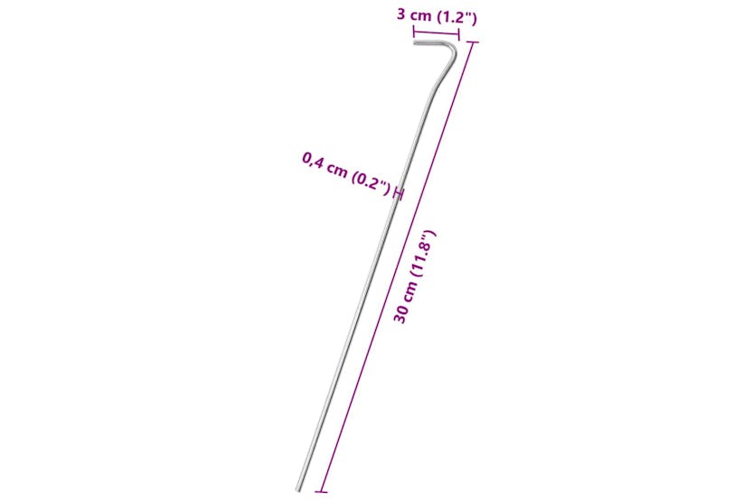 vidaXL 4009323 Tent Pegs 25 Pcs 30cm x 4mm Galvanised Steel vidaXL 4009323 Tent Pegs 25 Pcs 30cm x 4mm Galvanised Steel