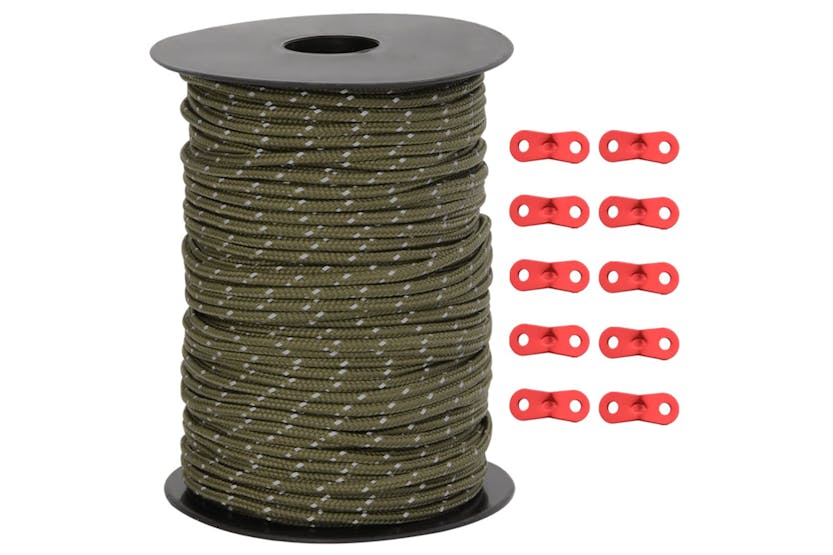 vidaXL 4008118 Tent Guy Rope With Reflective Strips And Spanners 50 M 3mm vidaXL 4008118 Tent Guy Rope With Reflective Strips And Spanners 50 M 3mm