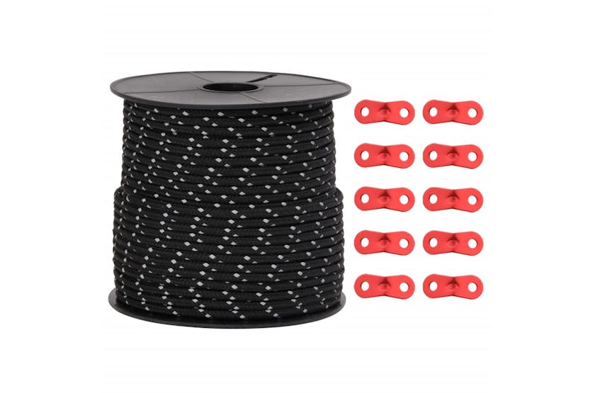vidaXL 4008125 Tent Guy Rope With Reflective Strips And Spanners 50 M 4mm vidaXL 4008125 Tent Guy Rope With Reflective Strips And Spanners 50 M 4mm