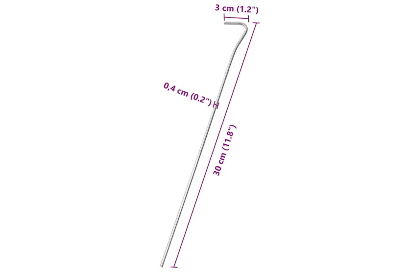 vidaXL 4009322 Tent Pegs 50 Pcs 30cm x 4mm Galvanised Steel vidaXL 4009322 Tent Pegs 50 Pcs 30cm x 4mm Galvanised Steel