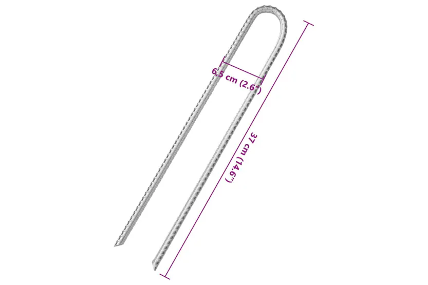 vidaXL 4009348 Tent Pegs 12 Pcs U-shaped 37cm x 10mm Galvanised Steel vidaXL 4009348 Tent Pegs 12 Pcs U-shaped 37cm x 10mm Galvanised Steel