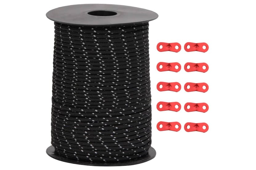 vidaXL 4008120 Tent Guy Rope With Reflective Strips And Spanners 50 M 3mm vidaXL 4008120 Tent Guy Rope With Reflective Strips And Spanners 50 M 3mm