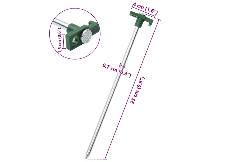 vidaXL 4009355 Tent Pegs 24 Pcs 25cm 7mm Galvanised Steel And Pp vidaXL 4009355 Tent Pegs 24 Pcs 25cm 7mm Galvanised Steel And Pp