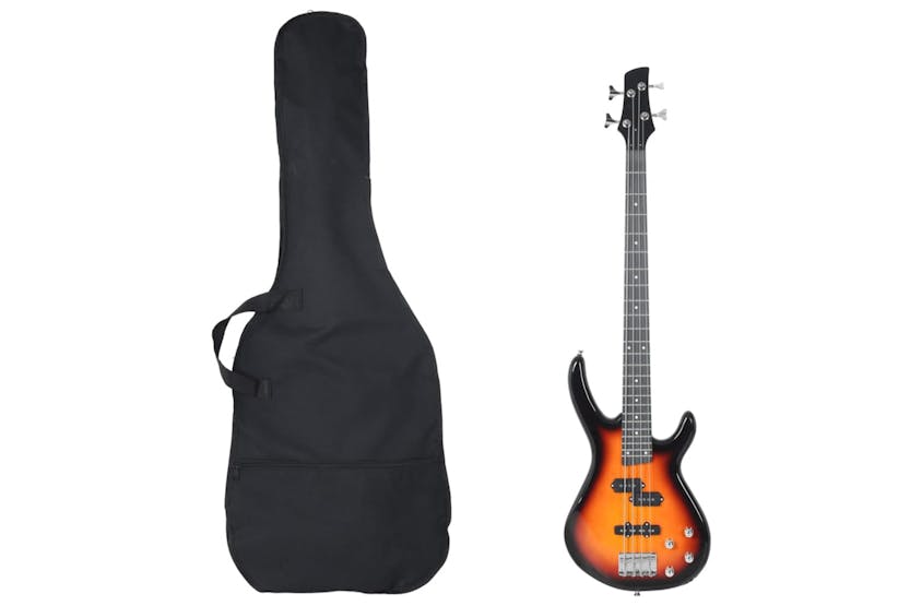 vidaXL 70183 Electric Bass Guitar For Beginner With Bag Brown And Black 4/4 46" vidaXL 70183 Electric Bass Guitar For Beginner With Bag Brown And Black 4/4 46"