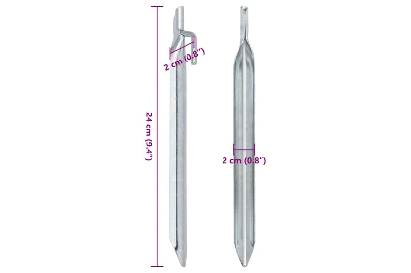 vidaXL 4009352 Tent Pegs 24 Pcs V-shaped 24cm x 20mm Galvanised Steel vidaXL 4009352 Tent Pegs 24 Pcs V-shaped 24cm x 20mm Galvanised Steel