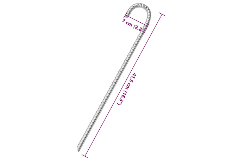 vidaXL 4009344 Tent Pegs 12 Pcs 41.5cm x 12mm Galvanised Steel vidaXL 4009344 Tent Pegs 12 Pcs 41.5cm x 12mm Galvanised Steel