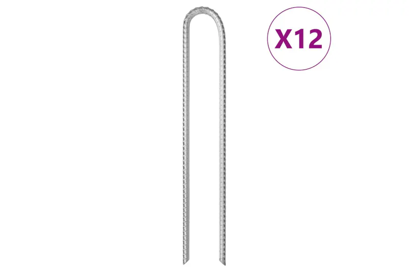 vidaXL 4009348 Tent Pegs 12 Pcs U-shaped 37cm x 10mm Galvanised Steel vidaXL 4009348 Tent Pegs 12 Pcs U-shaped 37cm x 10mm Galvanised Steel