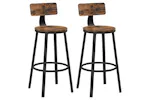 Vasagle Bar Stools | High Back | Rustic Brown/Black | Set of 2 Vasagle Bar Stools | High Back | Rustic Brown/Black | Set of 2