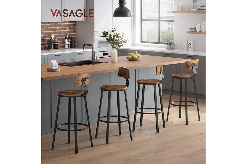 Vasagle Bar Stools | High Back | Rustic Brown/Black | Set of 2 Vasagle Bar Stools | High Back | Rustic Brown/Black | Set of 2