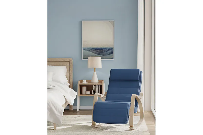 Songmics Birch Wood Armrests Rocking Chair | Midnight Blue/Natural Songmics Birch Wood Armrests Rocking Chair | Midnight Blue/Natural