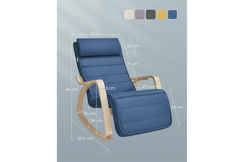 Songmics Birch Wood Armrests Rocking Chair | Midnight Blue/Natural Songmics Birch Wood Armrests Rocking Chair | Midnight Blue/Natural