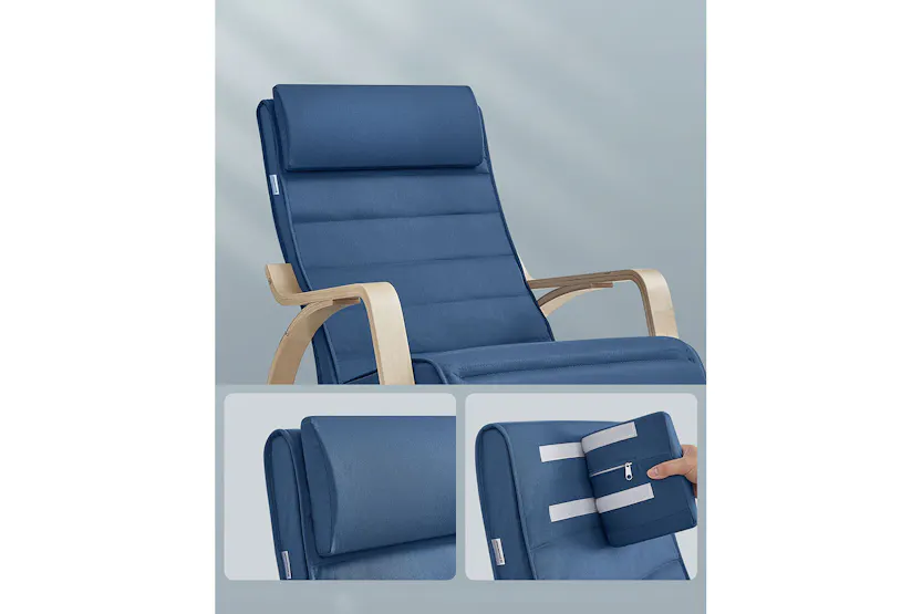 Songmics Birch Wood Armrests Rocking Chair | Midnight Blue/Natural Songmics Birch Wood Armrests Rocking Chair | Midnight Blue/Natural