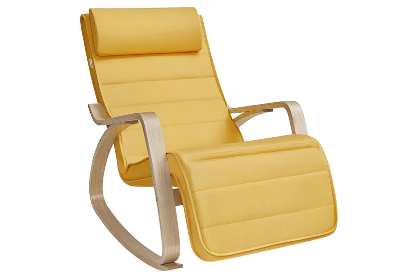 Songmics Armrests Birch Wood Rocking Chair | Pastel Yellow/Natural Songmics Armrests Birch Wood Rocking Chair | Pastel Yellow/Natural