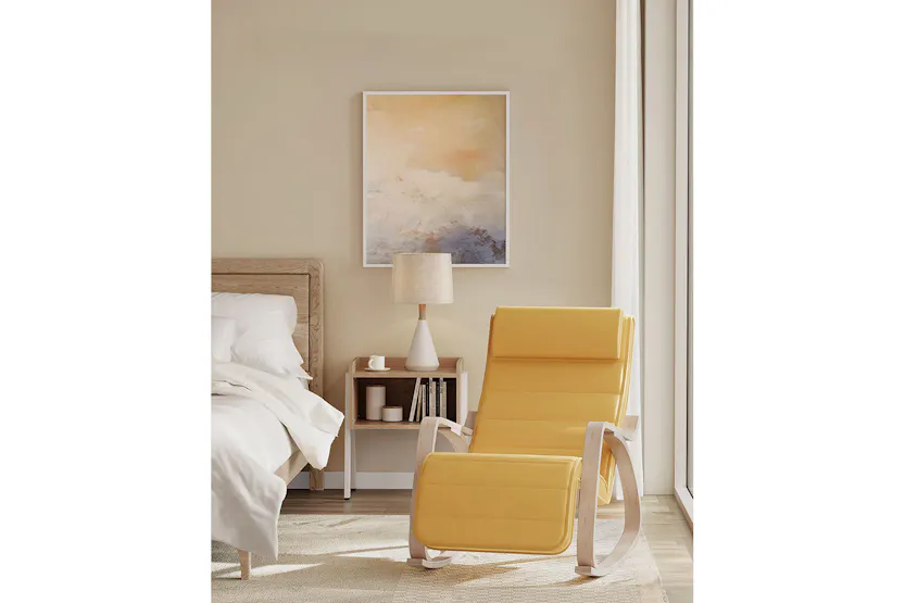 Songmics Armrests Birch Wood Rocking Chair | Pastel Yellow/Natural Songmics Armrests Birch Wood Rocking Chair | Pastel Yellow/Natural