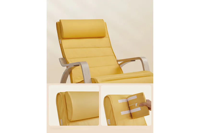 Songmics Armrests Birch Wood Rocking Chair | Pastel Yellow/Natural Songmics Armrests Birch Wood Rocking Chair | Pastel Yellow/Natural