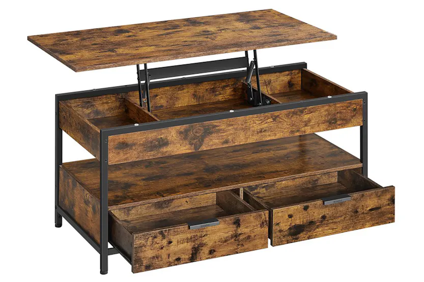Vasagle Coffee Table with Storage Drawers | Rustic Brown/Ink Black Vasagle Coffee Table with Storage Drawers | Rustic Brown/Ink Black