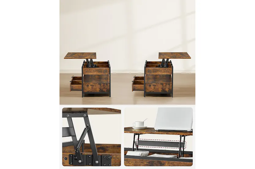 Vasagle Coffee Table with Storage Drawers | Rustic Brown/Ink Black Vasagle Coffee Table with Storage Drawers | Rustic Brown/Ink Black