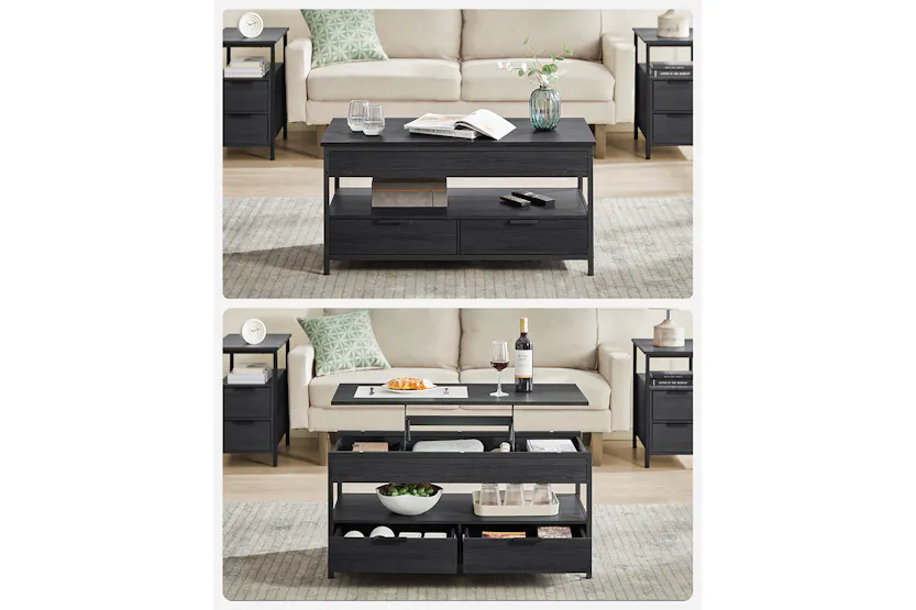 Vasagle Coffee Table with Storage Drawers | Charcoal Grey/Ink Black Vasagle Coffee Table with Storage Drawers | Charcoal Grey/Ink Black