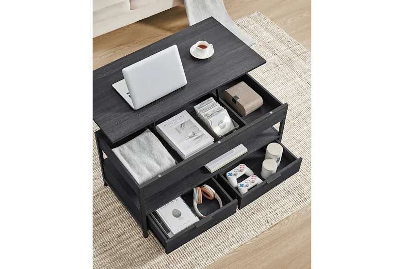 Vasagle Coffee Table with Storage Drawers | Charcoal Grey/Ink Black Vasagle Coffee Table with Storage Drawers | Charcoal Grey/Ink Black