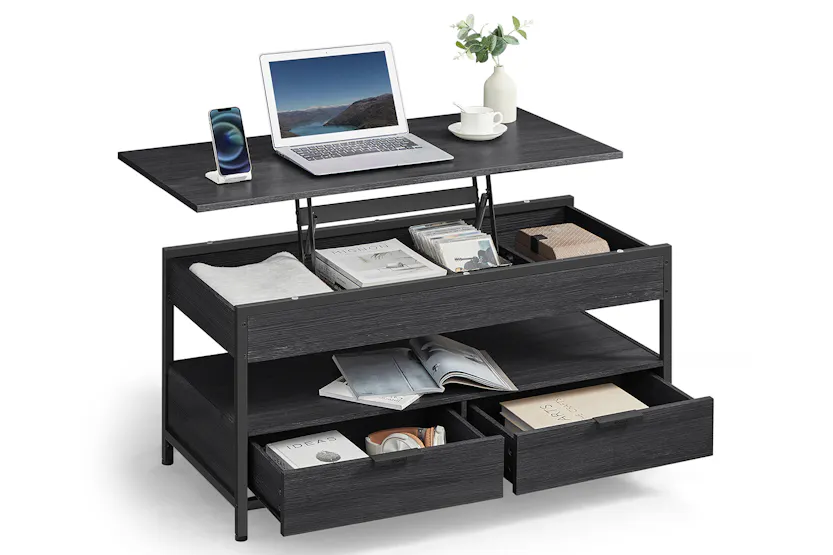 Vasagle Coffee Table with Storage Drawers | Charcoal Grey/Ink Black Vasagle Coffee Table with Storage Drawers | Charcoal Grey/Ink Black