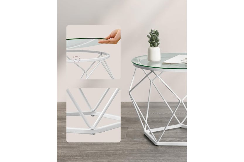 Vasagle Round Coffee Table | Set of 2 | Transparent/Cloud White Vasagle Round Coffee Table | Set of 2 | Transparent/Cloud White