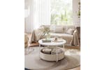 Vasagle Round Coffee Table with Storage | Matte White/Camel Brown Vasagle Round Coffee Table with Storage | Matte White/Camel Brown