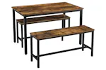 Vasagle Dining Set | Table & 2 Benches | Vintage Brown/Black Vasagle Dining Set | Table & 2 Benches | Vintage Brown/Black