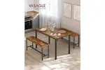 Vasagle Dining Set | Table & 2 Benches | Vintage Brown/Black Vasagle Dining Set | Table & 2 Benches | Vintage Brown/Black