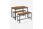 Vasagle Dining Set | Table & 2 Benches | Vintage Brown/Black Vasagle Dining Set | Table & 2 Benches | Vintage Brown/Black