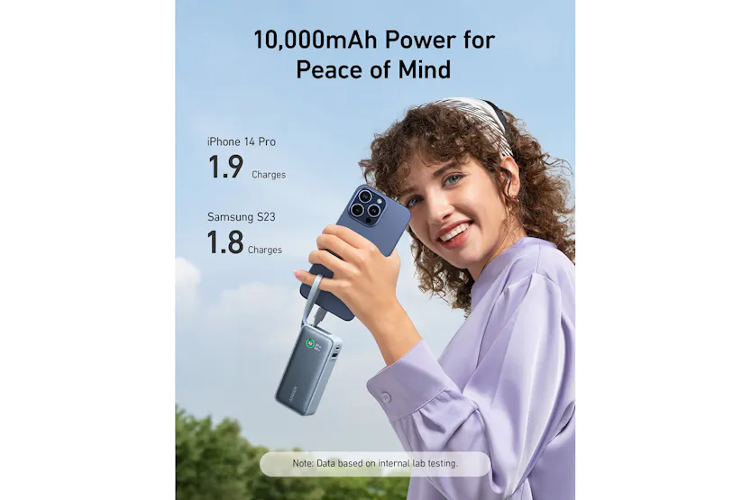 Anker Nano 10K 30W Power Bank with Built-In USB-C Cable | Black Stone Anker Nano 10K 30W Power Bank with Built-In USB-C Cable | Black Stone