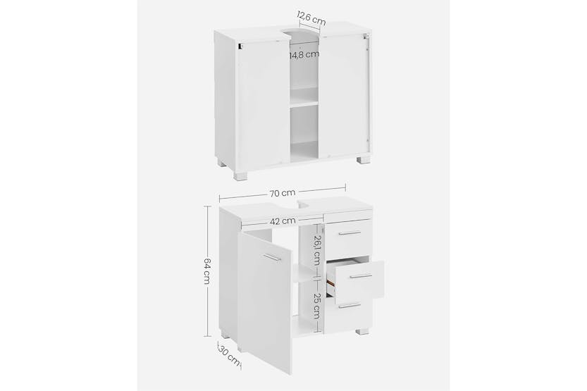 Vasagle 3 Large Drawers Bathroom Cabinet | White Vasagle 3 Large Drawers Bathroom Cabinet | White