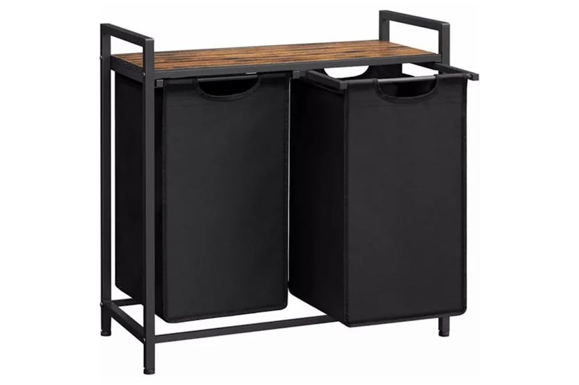 Vasagle Laundry Basket with 2 Compartments | Rustic Brown/Black Vasagle Laundry Basket with 2 Compartments | Rustic Brown/Black
