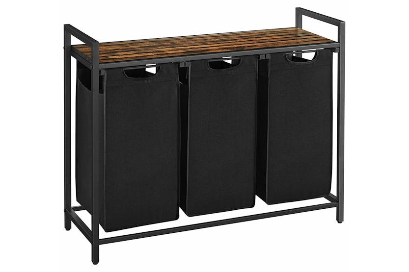 Vasagle 3-Compartment Laundry Basket | Rustic Brown/Black Vasagle 3-Compartment Laundry Basket | Rustic Brown/Black