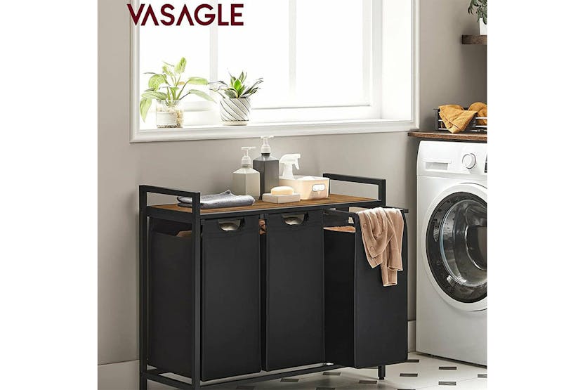 Vasagle 3-Compartment Laundry Basket | Rustic Brown/Black Vasagle 3-Compartment Laundry Basket | Rustic Brown/Black