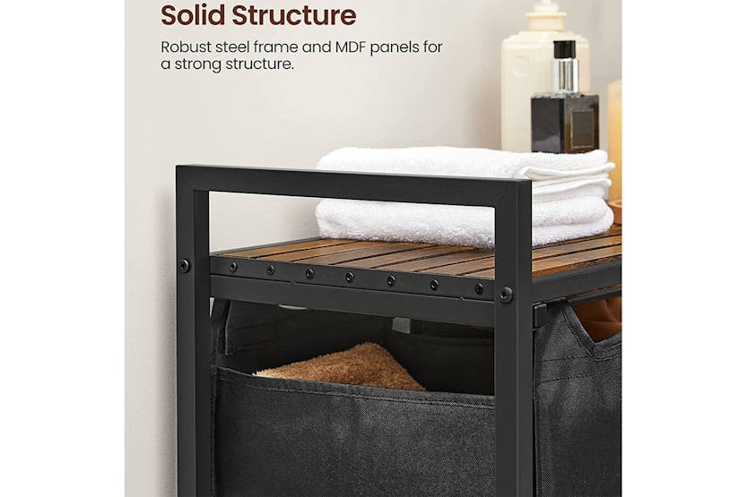 Vasagle 3-Compartment Laundry Basket | Rustic Brown/Black Vasagle 3-Compartment Laundry Basket | Rustic Brown/Black