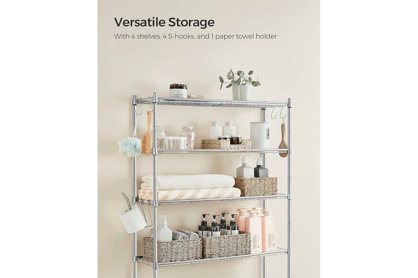 Songmics 4 Tier Over The Toilet Storage | Silver Gray Songmics 4 Tier Over The Toilet Storage | Silver Gray