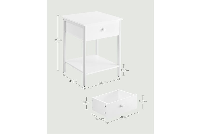 Vasagle Bedside Table with Drawer and Shelf | Matte White Vasagle Bedside Table with Drawer and Shelf | Matte White