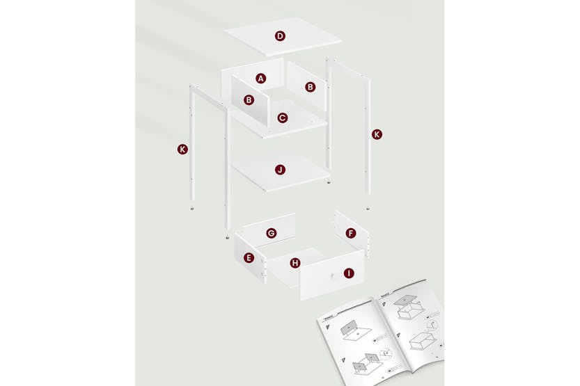 Vasagle Bedside Table with Drawer and Shelf | Matte White Vasagle Bedside Table with Drawer and Shelf | Matte White