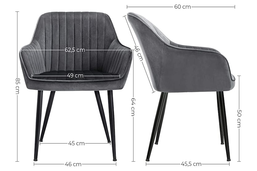 Songmics Dining Chair | Velvet | Grey/Black Songmics Dining Chair | Velvet | Grey/Black