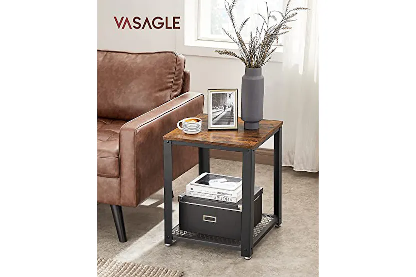 Vasagle Side Table with Mesh Shelf | Vintage Brown/Black Vasagle Side Table with Mesh Shelf | Vintage Brown/Black