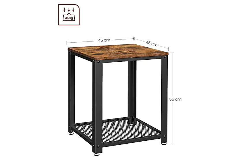 Vasagle Side Table with Mesh Shelf | Vintage Brown/Black Vasagle Side Table with Mesh Shelf | Vintage Brown/Black