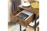 Vasagle Beside Table with Drawer and 2 Storage Shelves | Rustic Brown/Black Vasagle Beside Table with Drawer and 2 Storage Shelves | Rustic Brown/Black