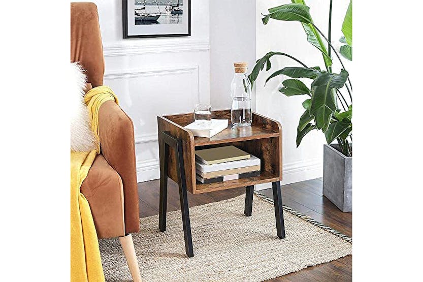 Vasagle End Side Coffee Table with Open Front Storage Compartment | Vintage Brown/Black Vasagle End Side Coffee Table with Open Front Storage Compartment | Vintage Brown/Black