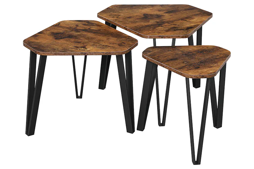 Vasagle Nesting Coffee Table | Set of 3 | Rustic Brown/Black Vasagle Nesting Coffee Table | Set of 3 | Rustic Brown/Black