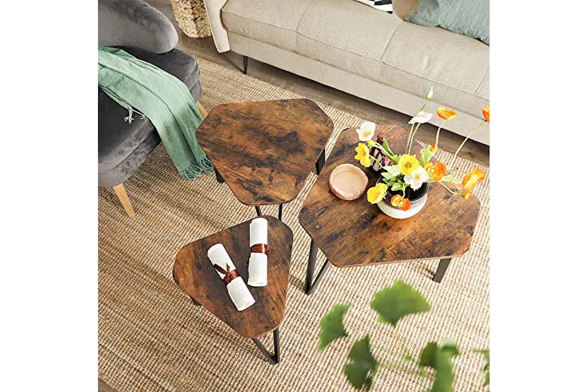 Vasagle Nesting Coffee Table | Set of 3 | Rustic Brown/Black Vasagle Nesting Coffee Table | Set of 3 | Rustic Brown/Black