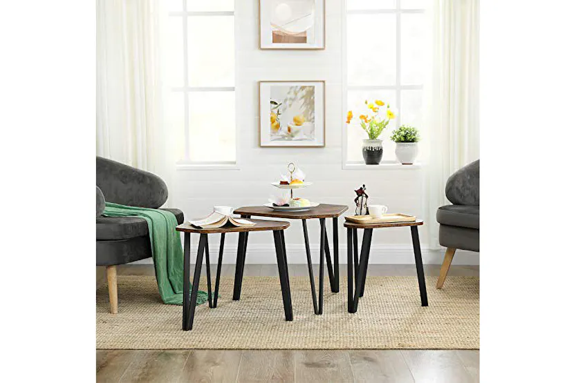 Vasagle Nesting Coffee Table | Set of 3 | Rustic Brown/Black Vasagle Nesting Coffee Table | Set of 3 | Rustic Brown/Black